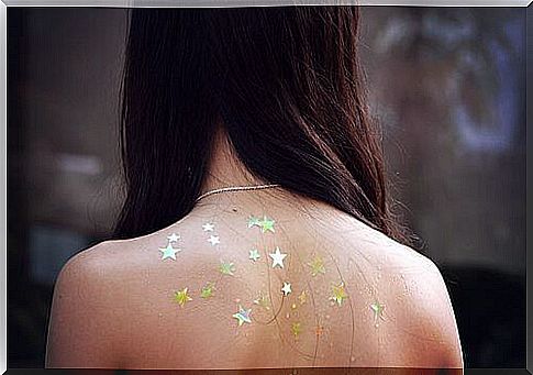 Girl with stars on her back