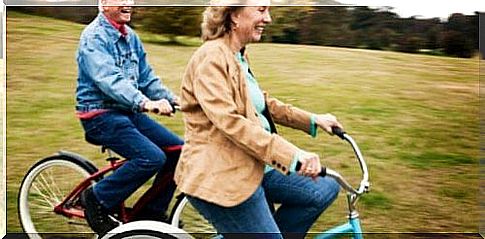 elderly people on bicycles