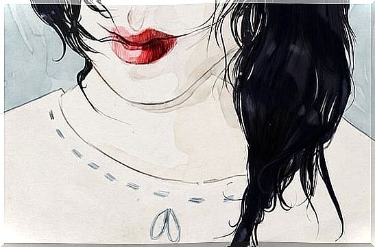 Woman with red lips