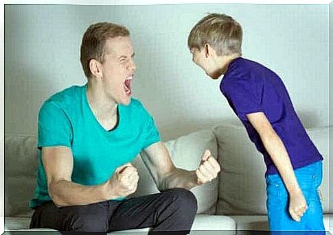 A man and a boy screaming at each other.