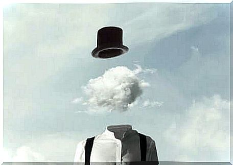 A man with a cloud to his head.