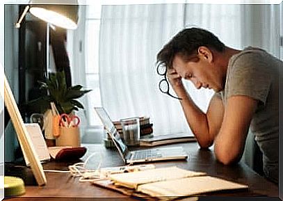 A man who suffers from work-related fatigue